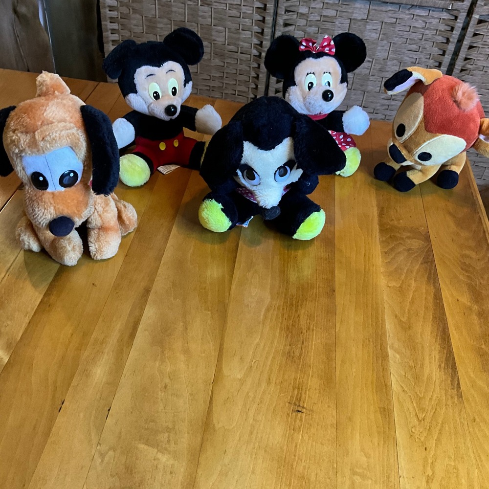 Vintage Disney Pluto Mickey Minnie Bambi‎ Plush Stuffed Animal Toys Lot Applause